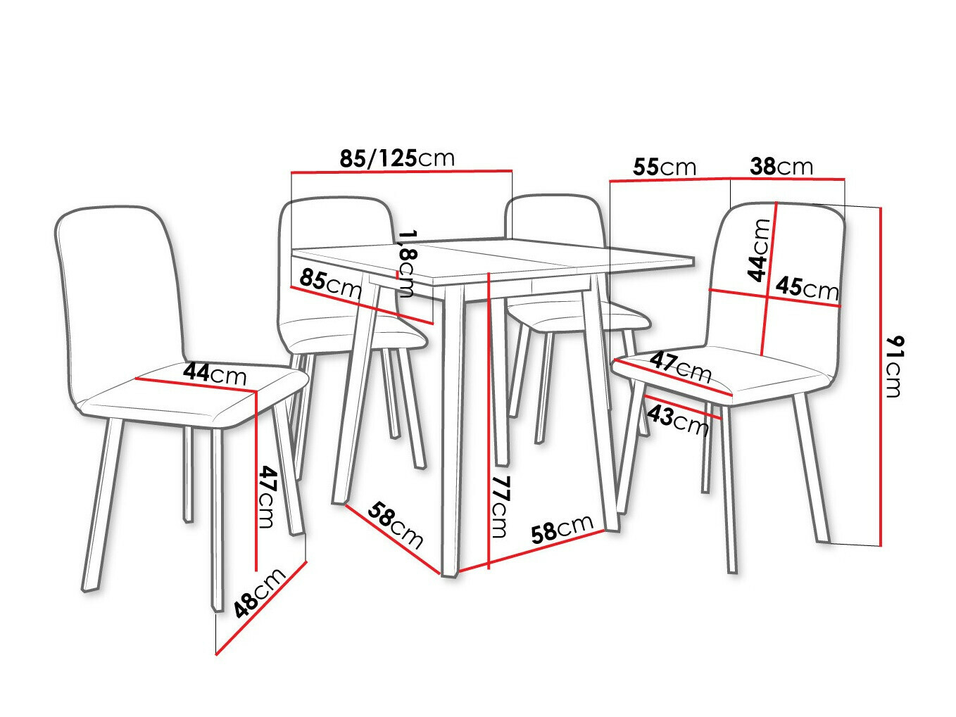 Eetkamerset Edmond 116 (Ambachtelijke gouden eik + Zwart)