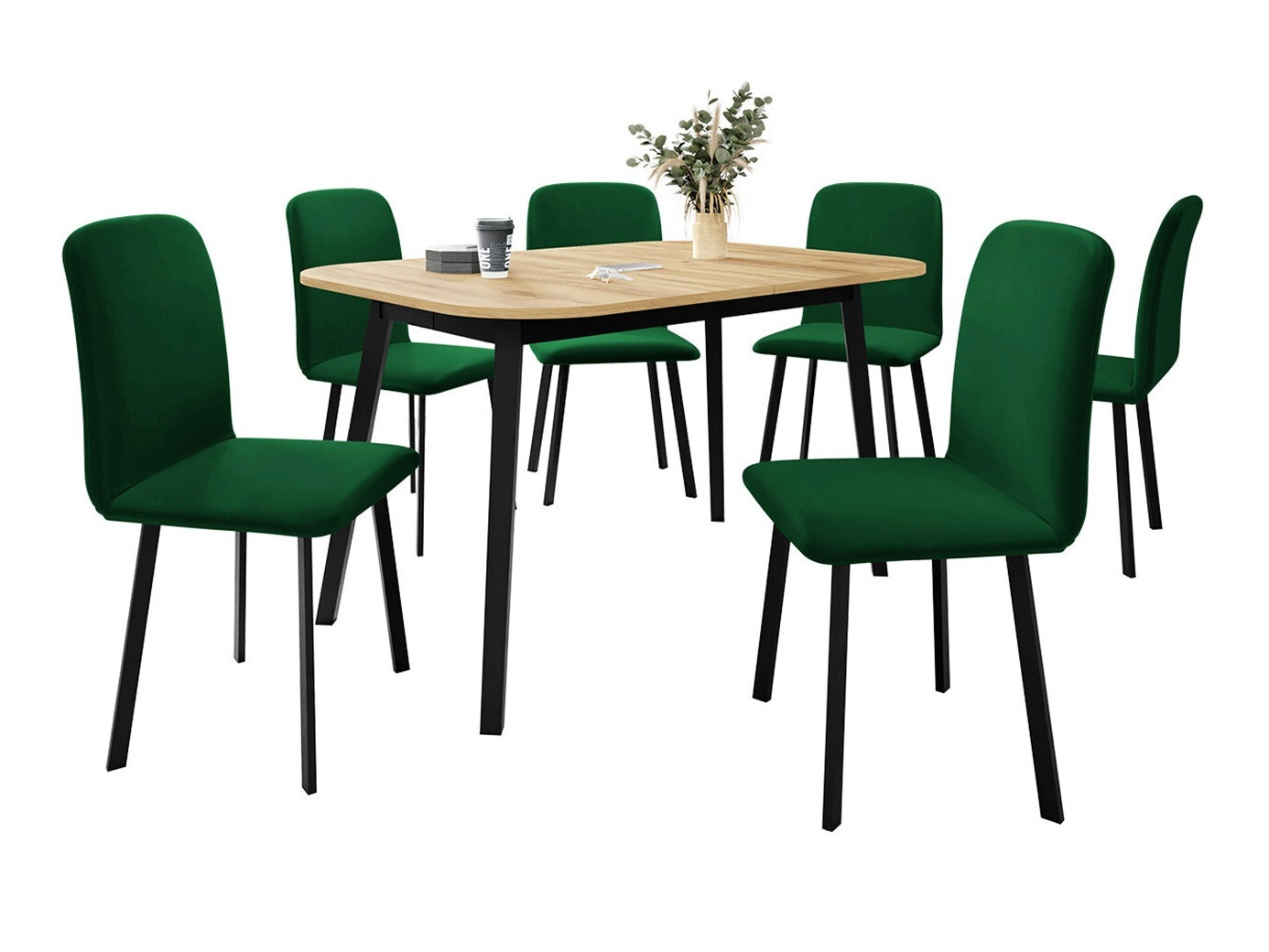 Eetkamerset Edmond 117 (Ambachtelijke gouden eik + Zwart)