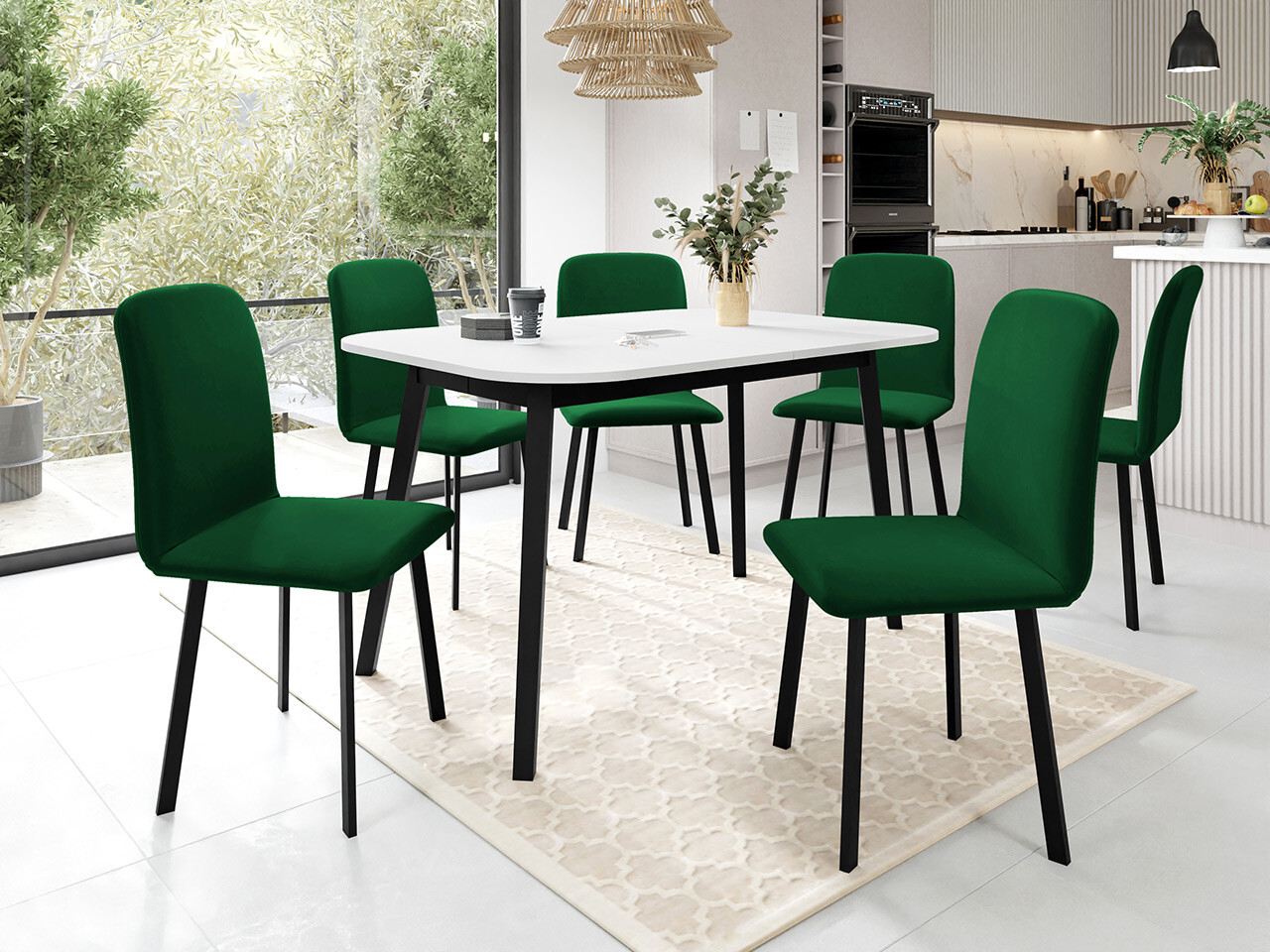 Eetkamerset Edmond 117 (Wit + Zwart)