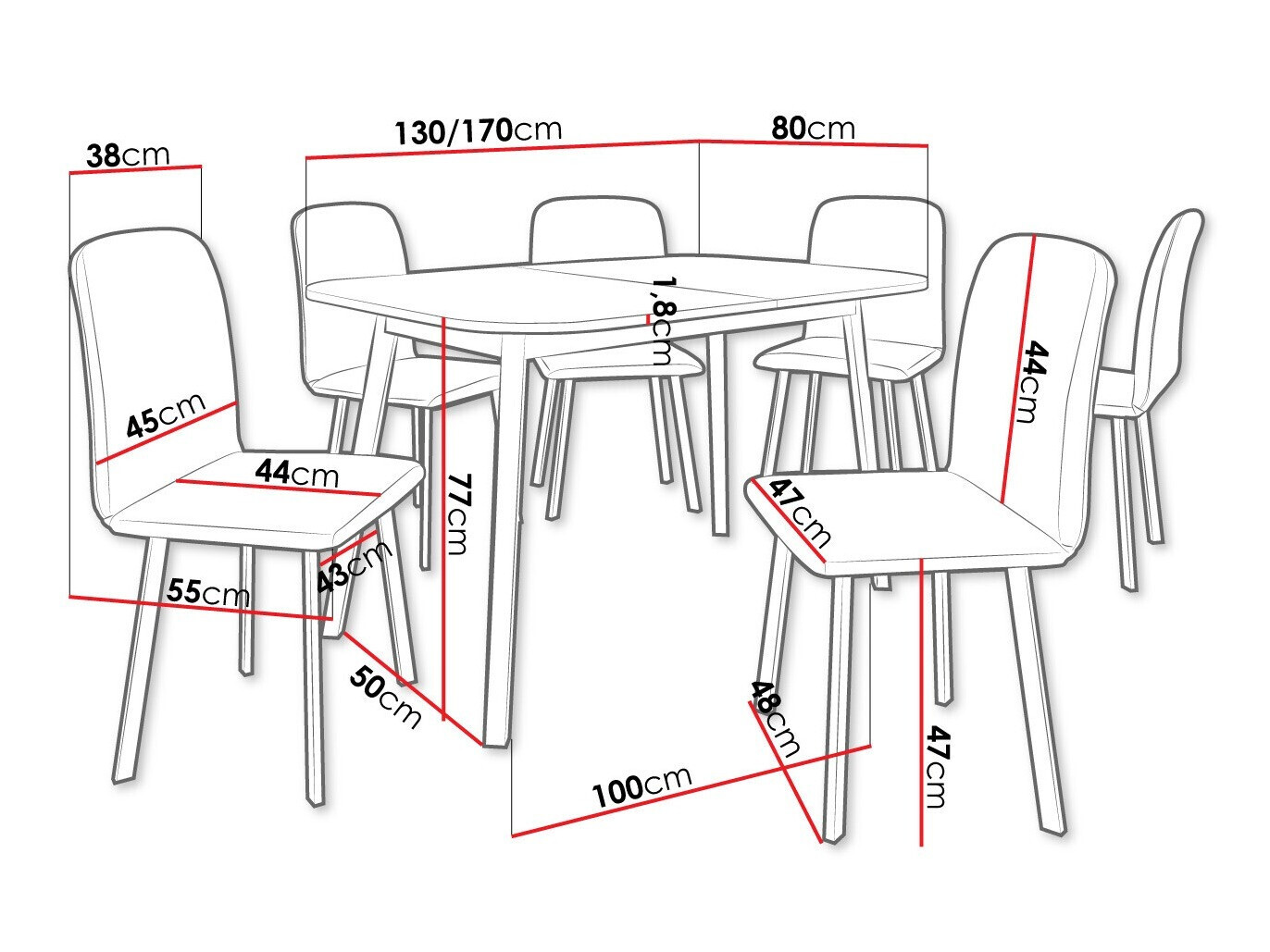 Eetkamerset Edmond 117 (Ambachtelijke gouden eik + Zwart)