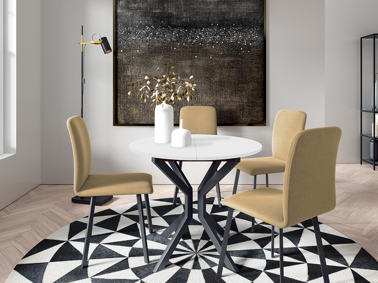 Eetkamerset Edmond 118 (Wit + Zwart)