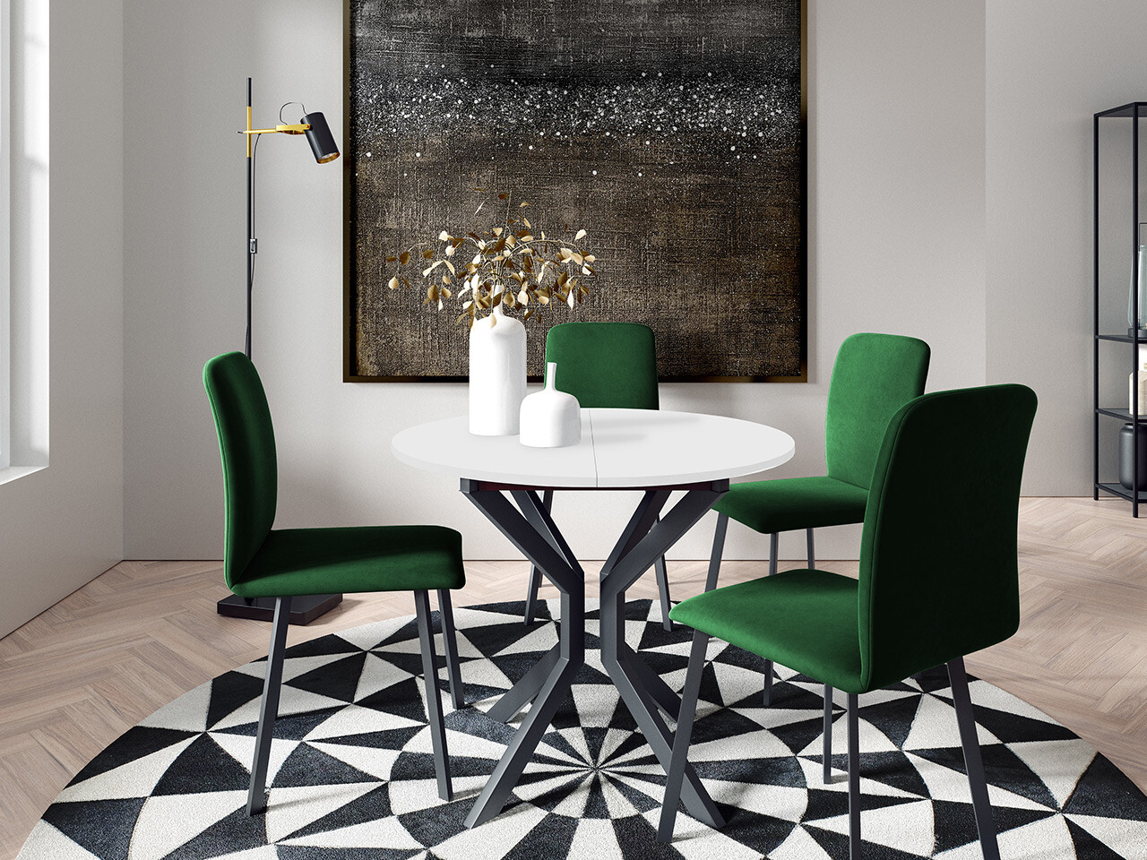 Eetkamerset Edmond 118 (Wit + Zwart)