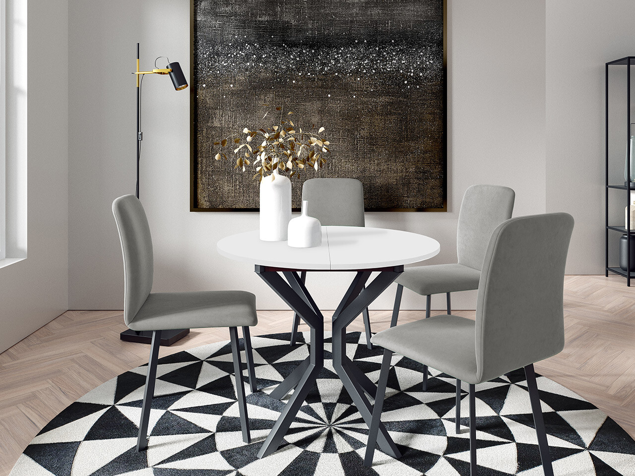 Eetkamerset Edmond 118 (Wit + Zwart)