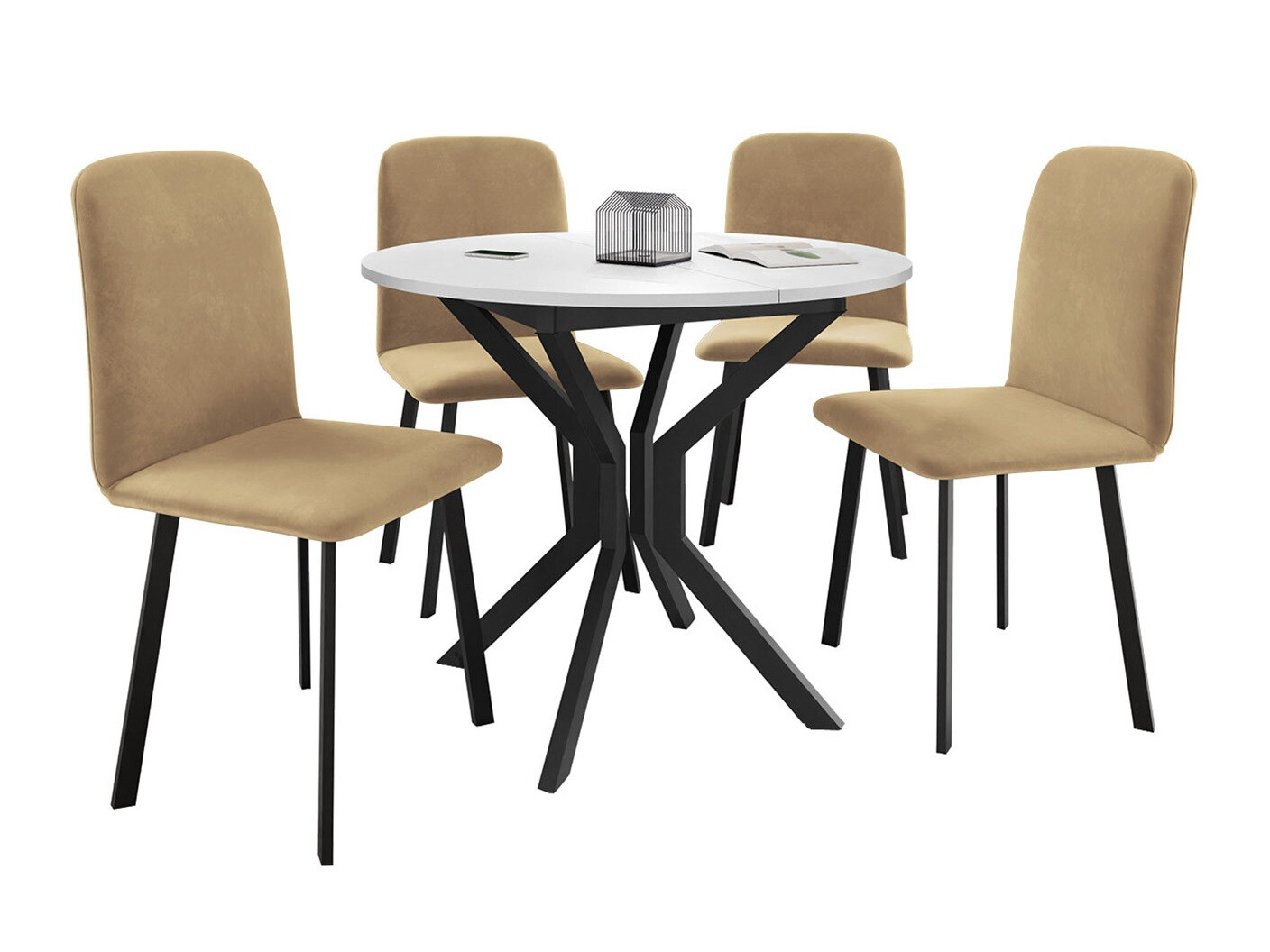 Eetkamerset Edmond 118 (Wit + Zwart)