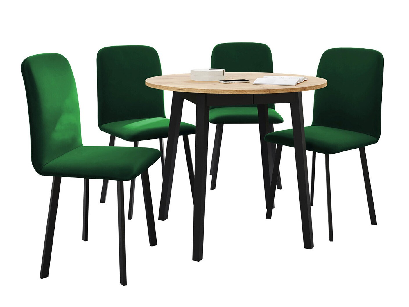 Eetkamerset Edmond 119 (Ambachtelijke gouden eik + Zwart)