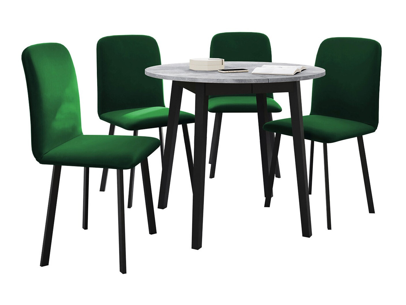 Eetkamerset Edmond 119 (Grijs marmer + Zwart)