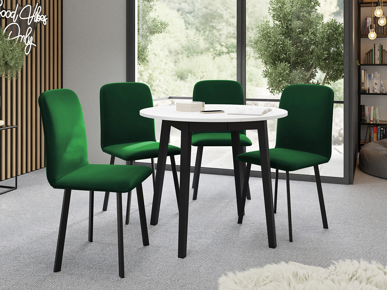 Eetkamerset Edmond 119 (Wit + Zwart)