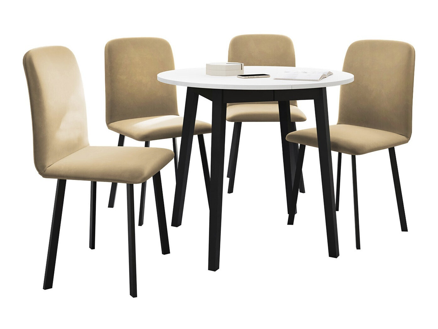 Eetkamerset Edmond 119 (Wit + Zwart)