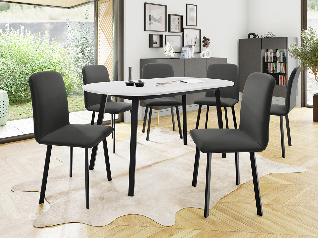 Eetkamerset Edmond 121 (Wit + Zwart)