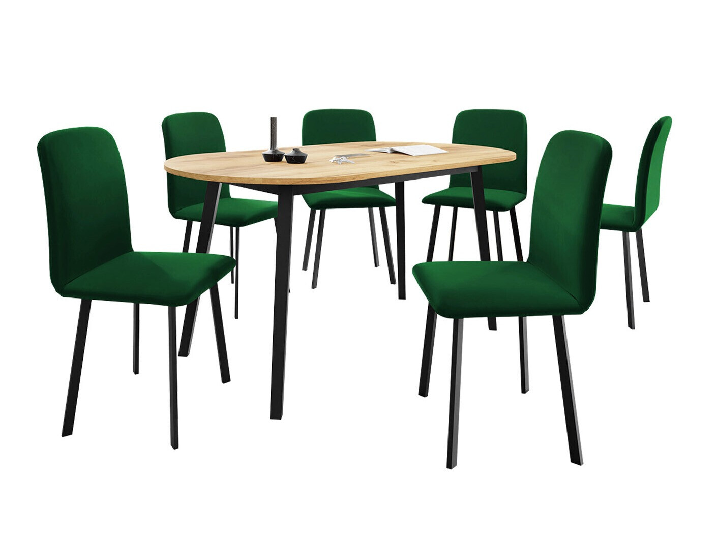 Eetkamerset Edmond 121 (Ambachtelijke gouden eik + Zwart)