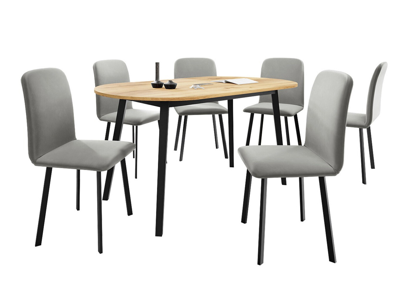 Eetkamerset Edmond 121 (Ambachtelijke gouden eik + Zwart)