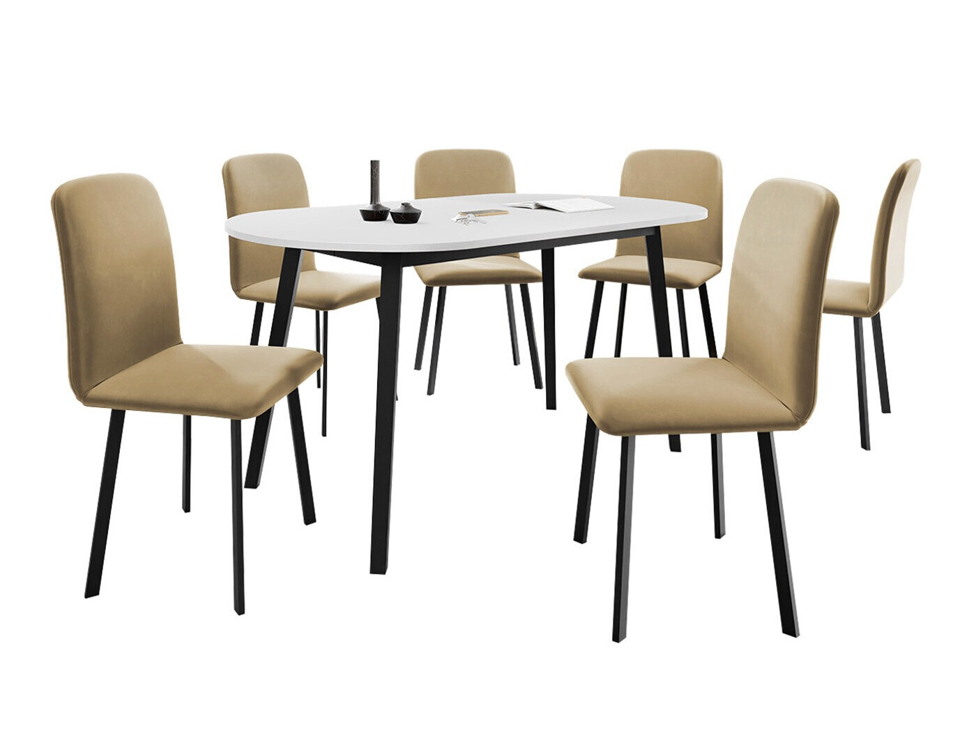 Eetkamerset Edmond 121 (Wit + Zwart)