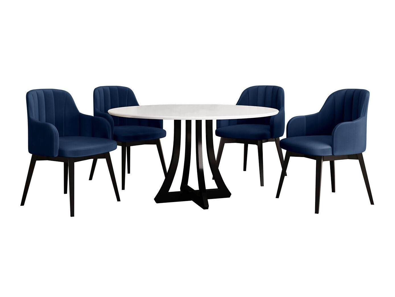 Eetkamerset Racine 128 (Glanzend wit + Glanzend zwart)