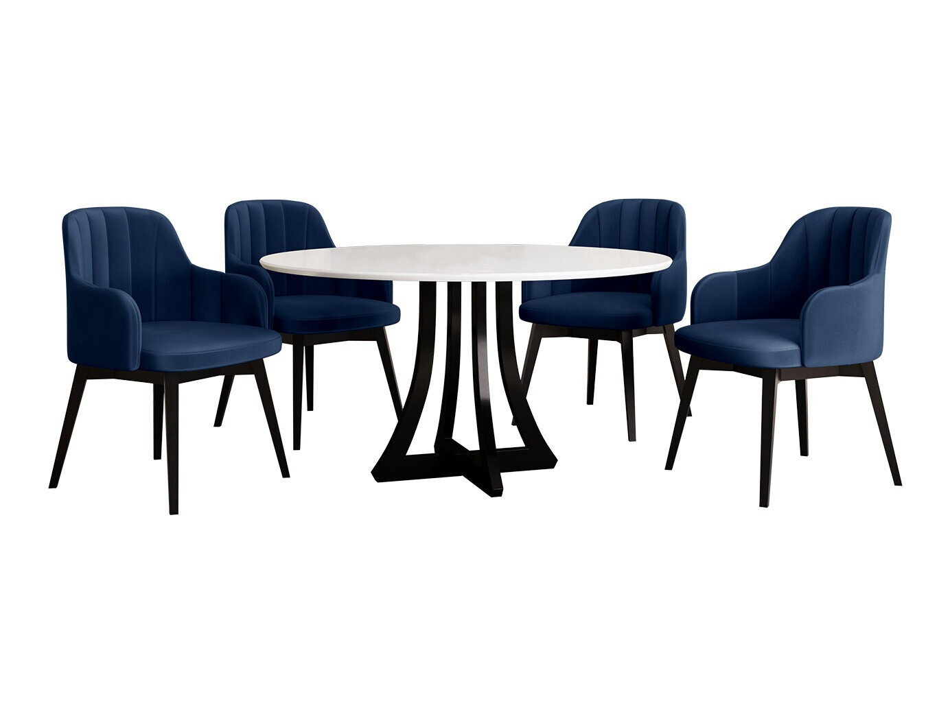 Eetkamerset Racine 137 (Glanzend wit + Glanzend zwart)