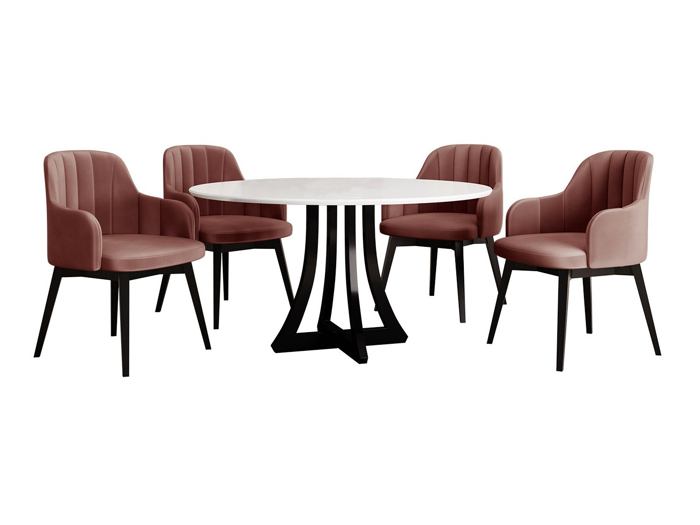 Eetkamerset Racine 137 (Glanzend wit + Glanzend zwart)