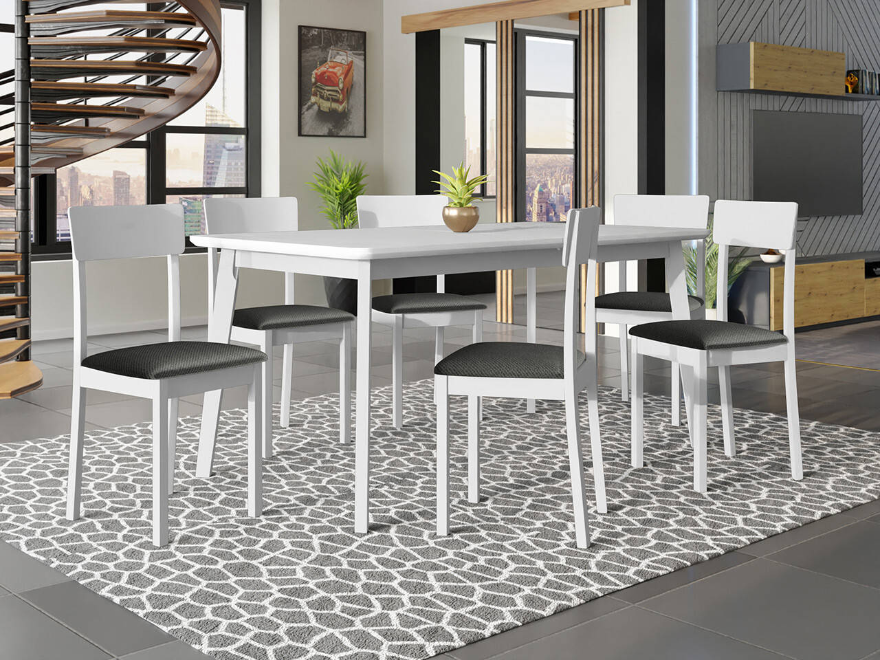 Eetkamerset Victorville 350 (Wit)