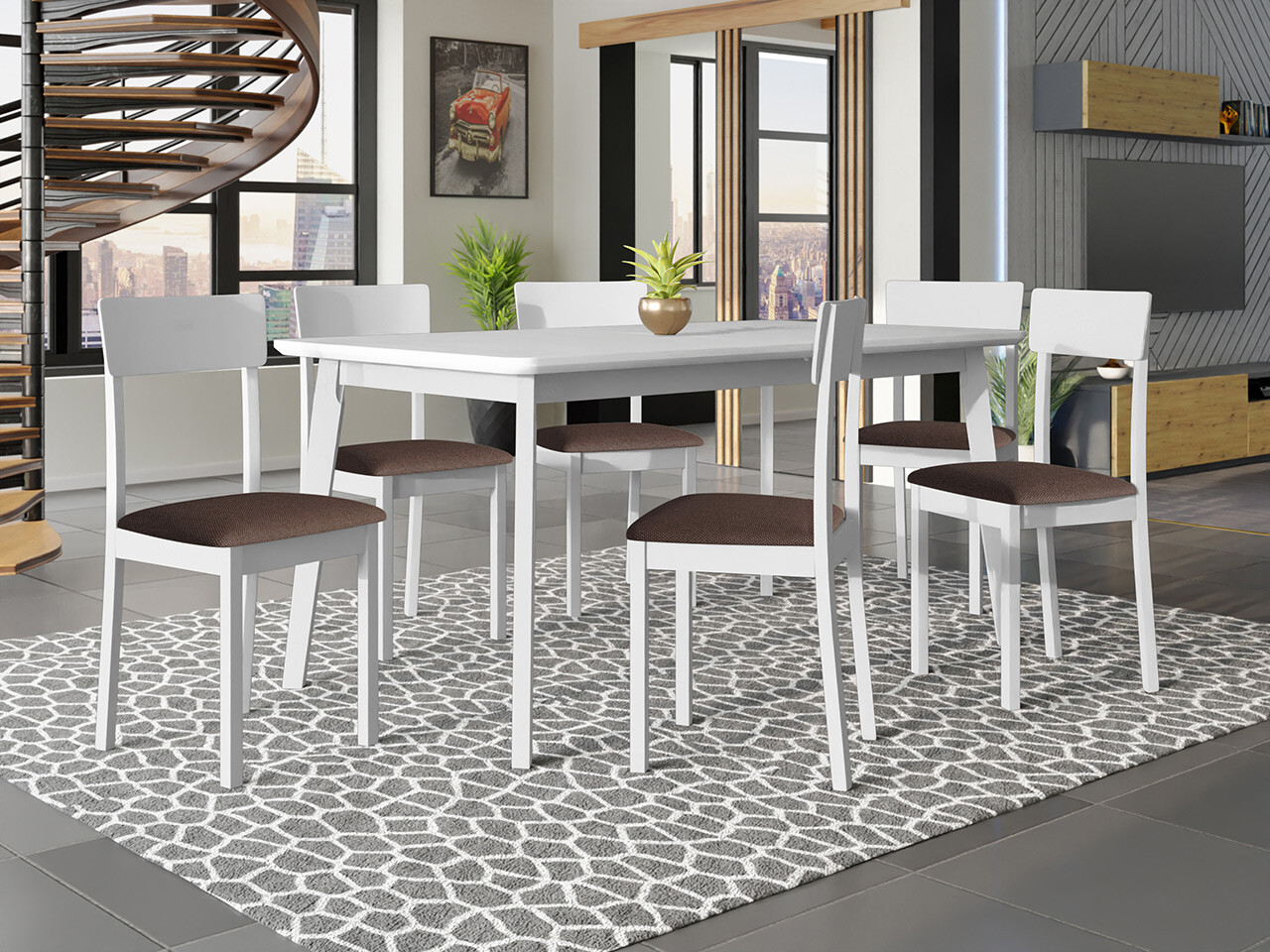 Eetkamerset Victorville 350 (Wit)