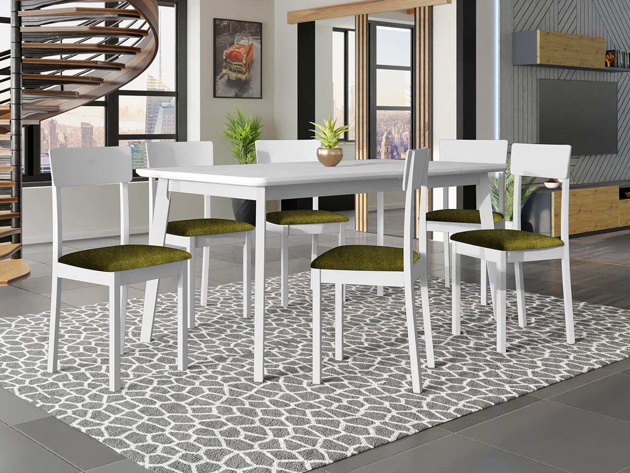 Eetkamerset Victorville 350 (Wit)