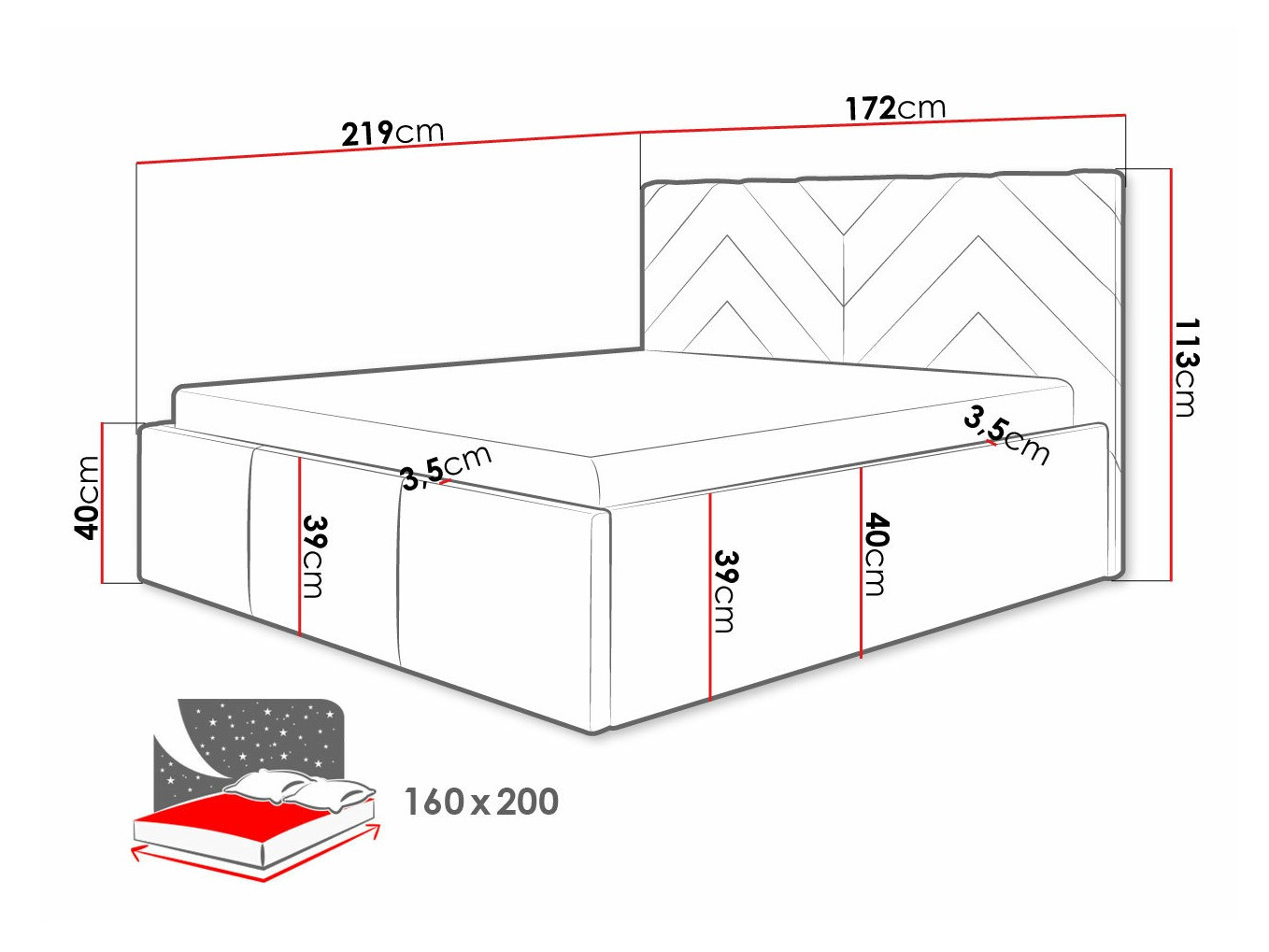 Bed ComfiDream 175 (Fresh 13)