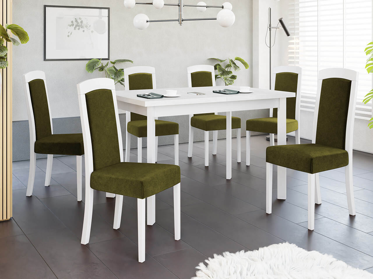 Eetkamerset Victorville 351 (Wit)