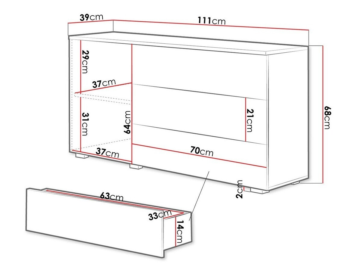 Ladekast Sarasota 128 (Wit + Glanzend wit)