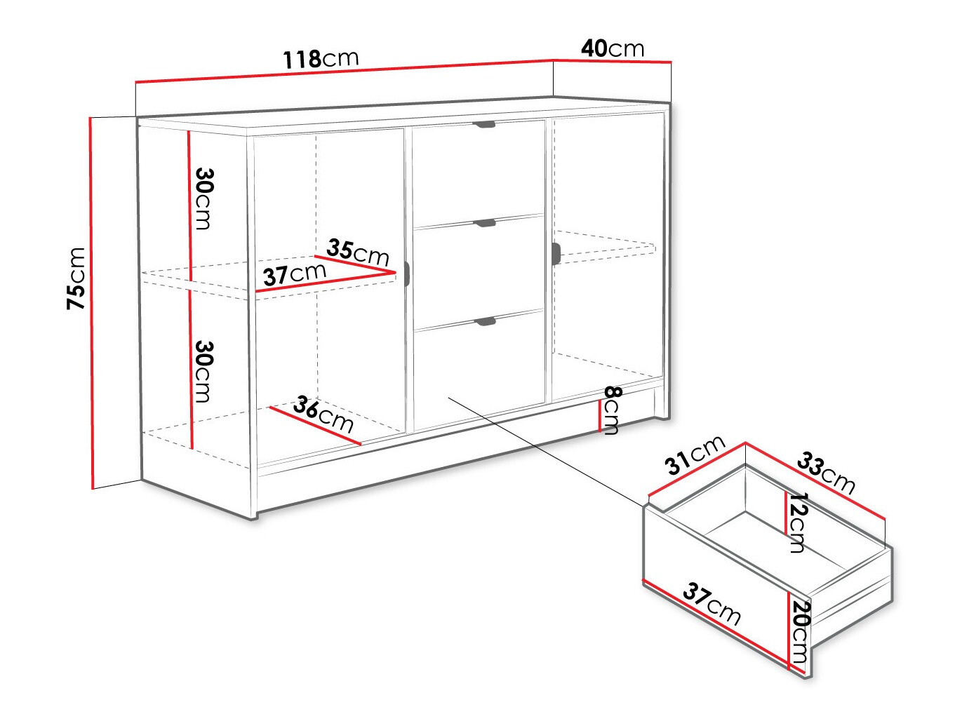 Ladekast Comfivo Larmire 101 (Wit)