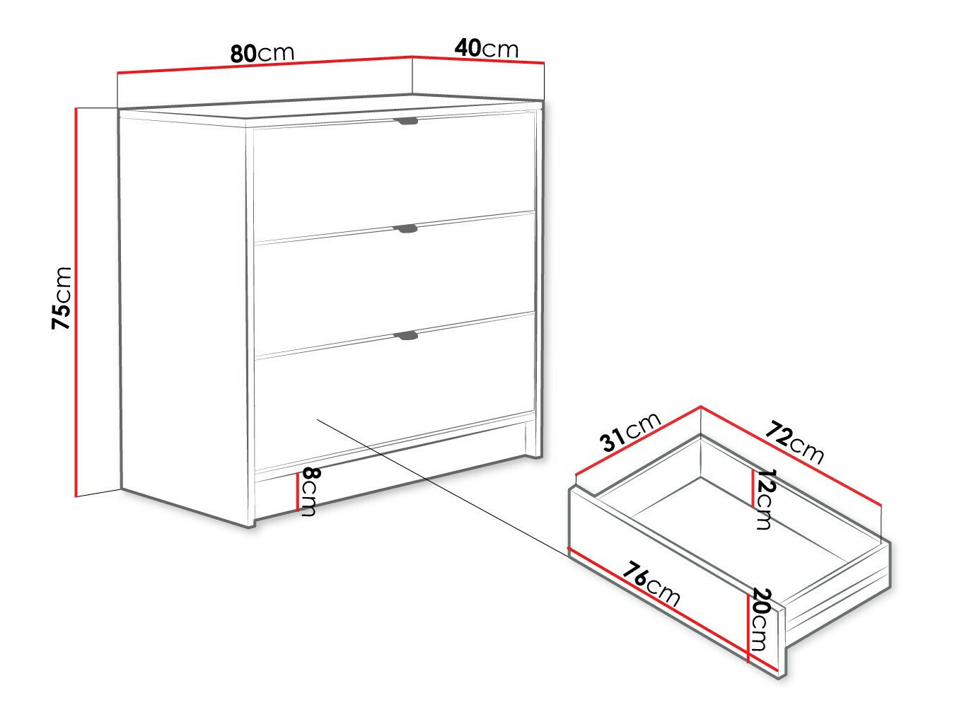 Ladekast Comfivo Larmire 102 (Zwart)
