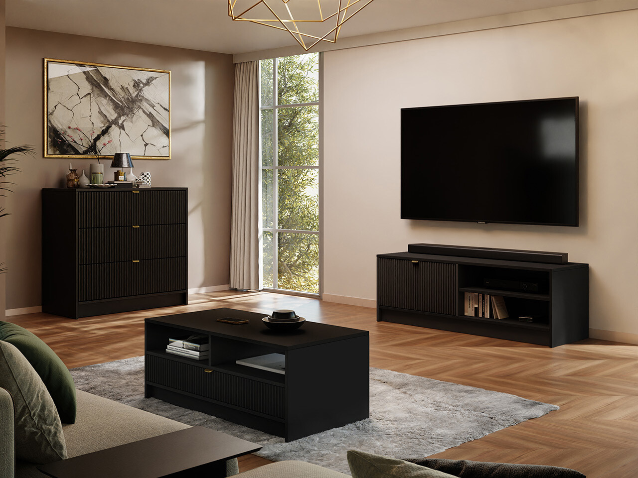 TV-meubel Comfivo Larmire 103 (Zwart)