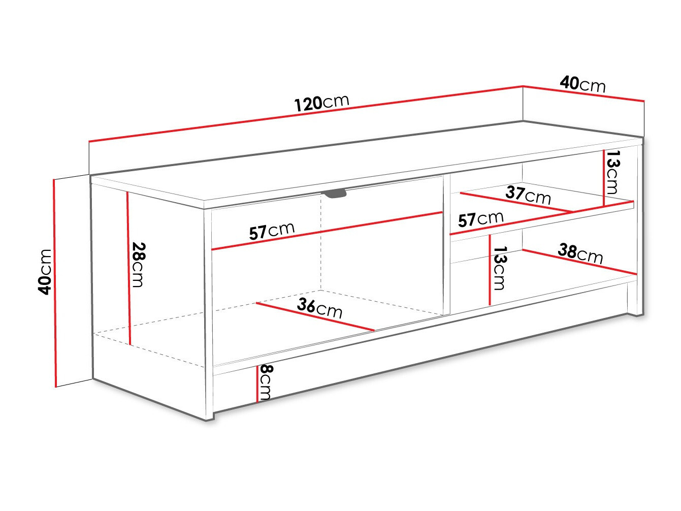 TV-meubel Comfivo Larmire 103 (Zwart)