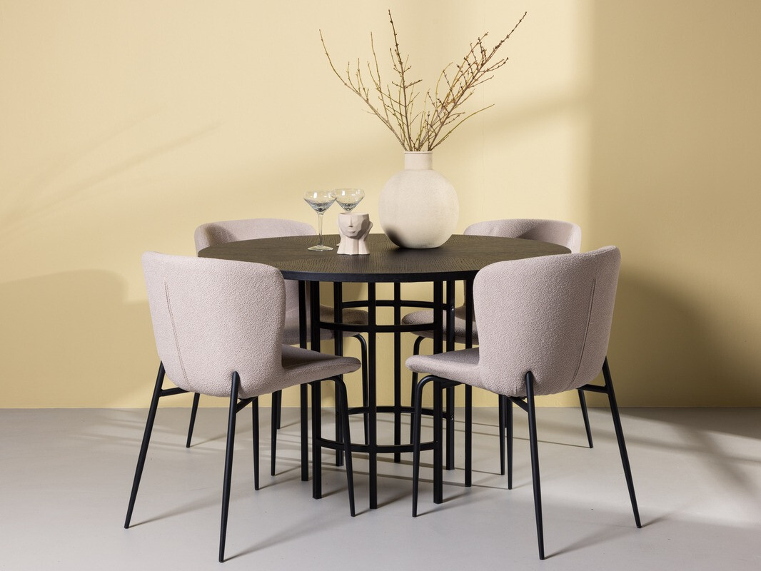 Eetkamerset Dallas 4143 (Beige + Zwart)