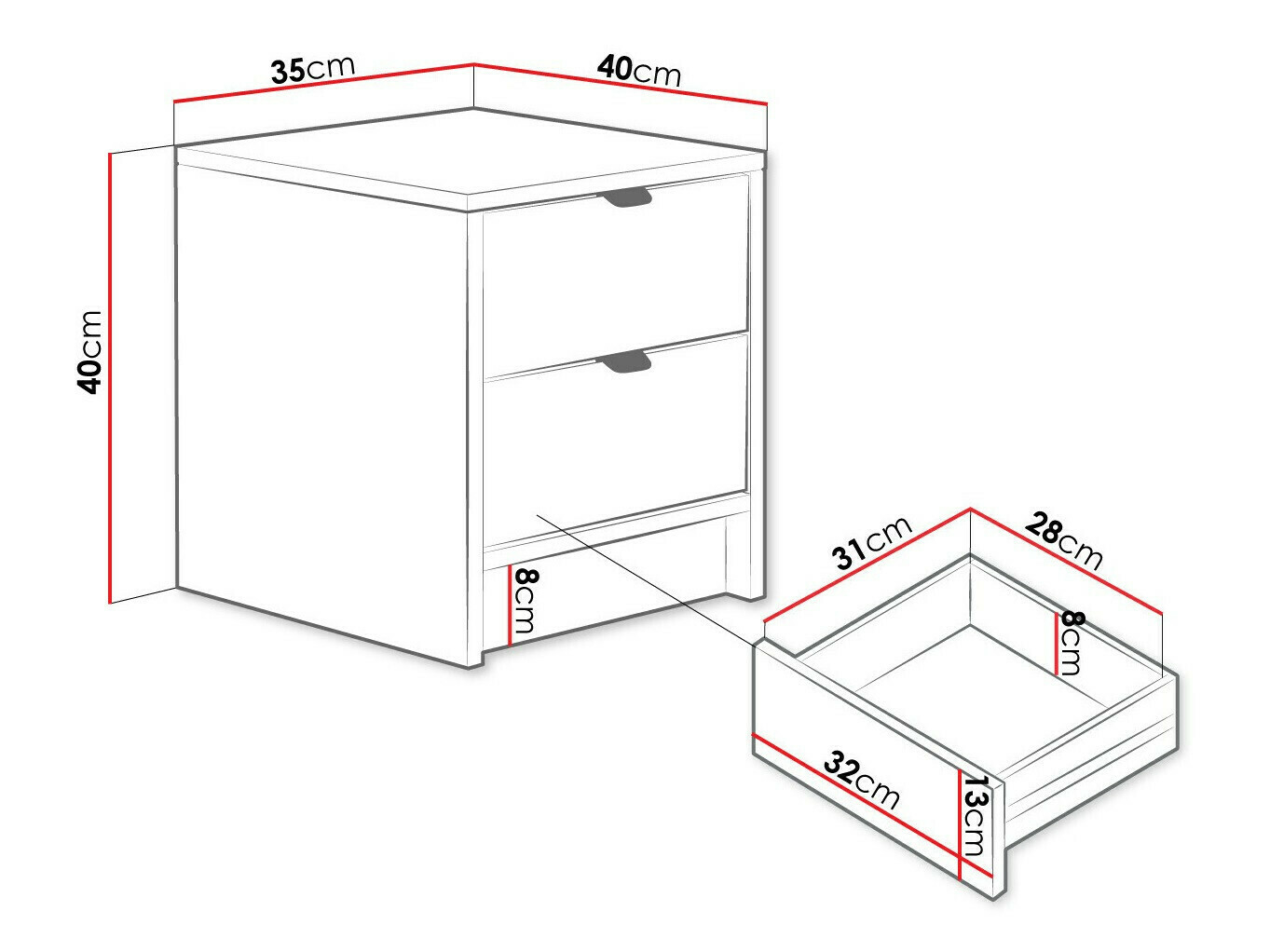 Nachtkastje Comfivo Larmire 106 (Zwart)