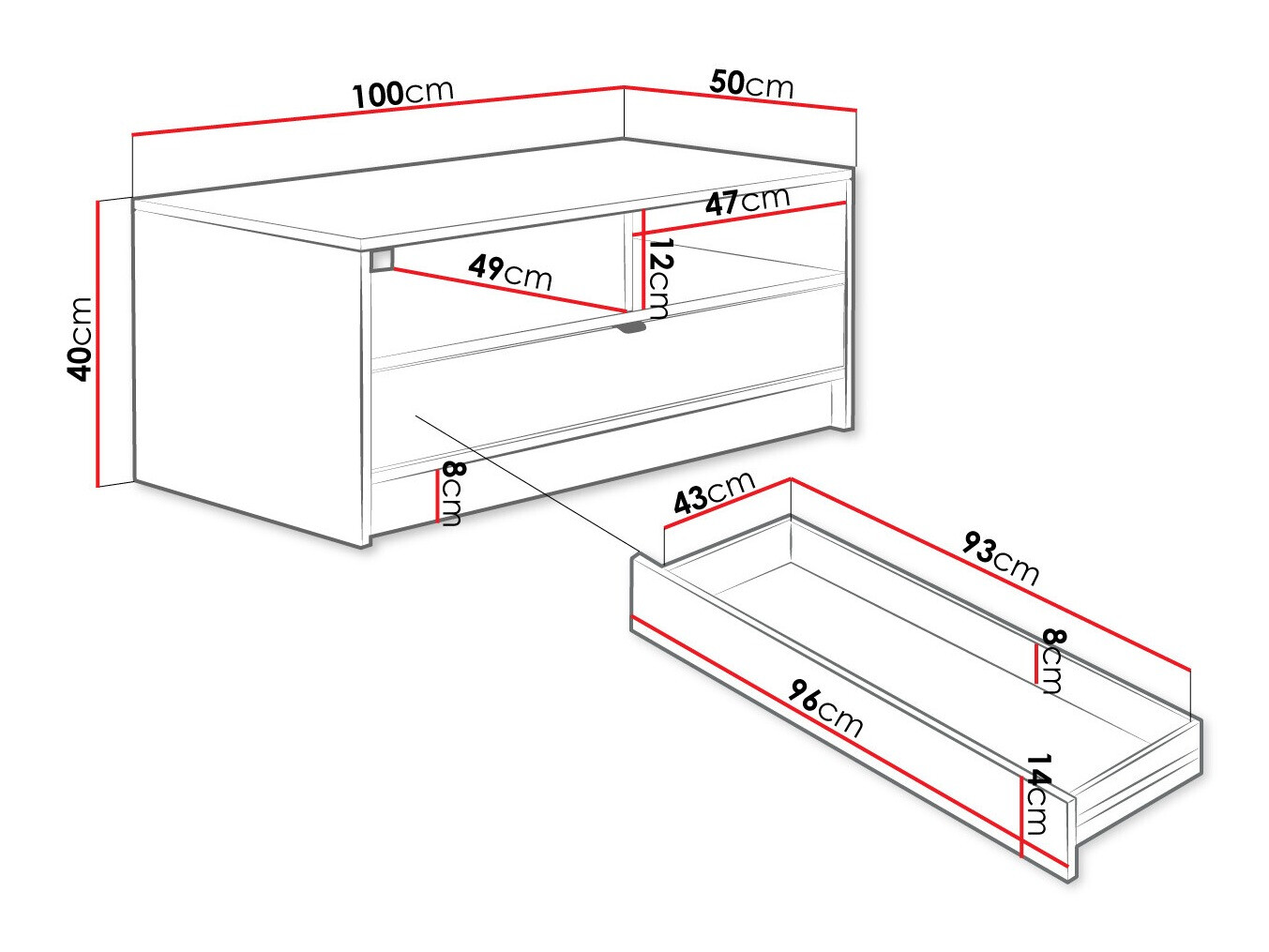 Salontafel Comfivo Larmire 105 (Wit)
