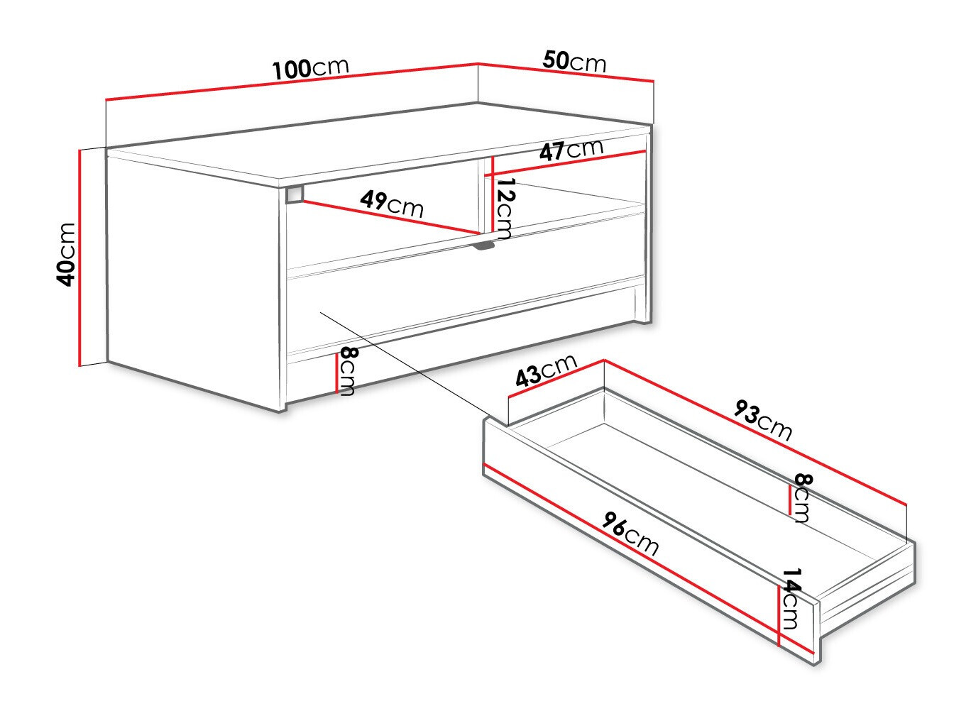 Salontafel Comfivo Larmire 105 (Zwart)