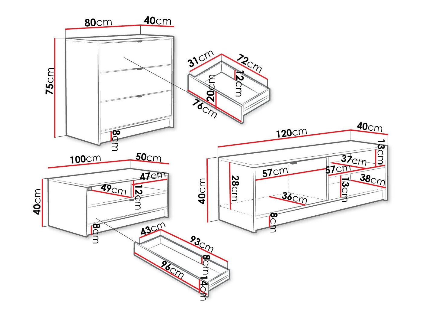 Woonkamerset Comfivo Larmire 108 (Zwart)