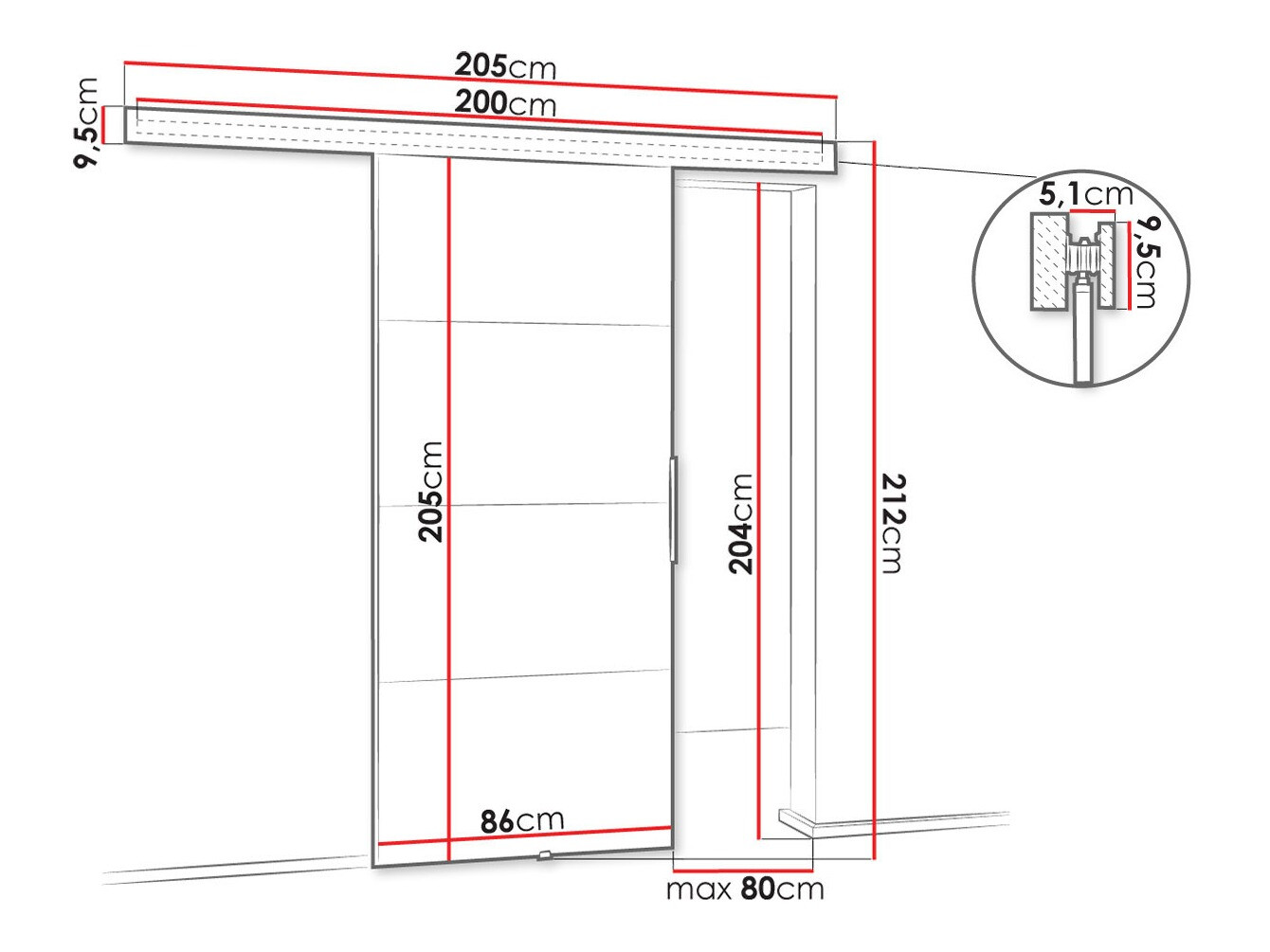 Schuifdeuren Dover 144 (Antraciet)