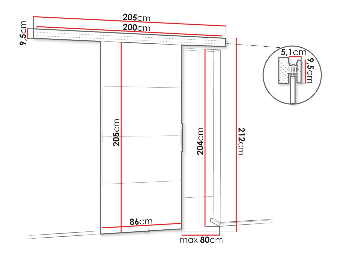 Schuifdeuren Dover 144 (Donker essen)