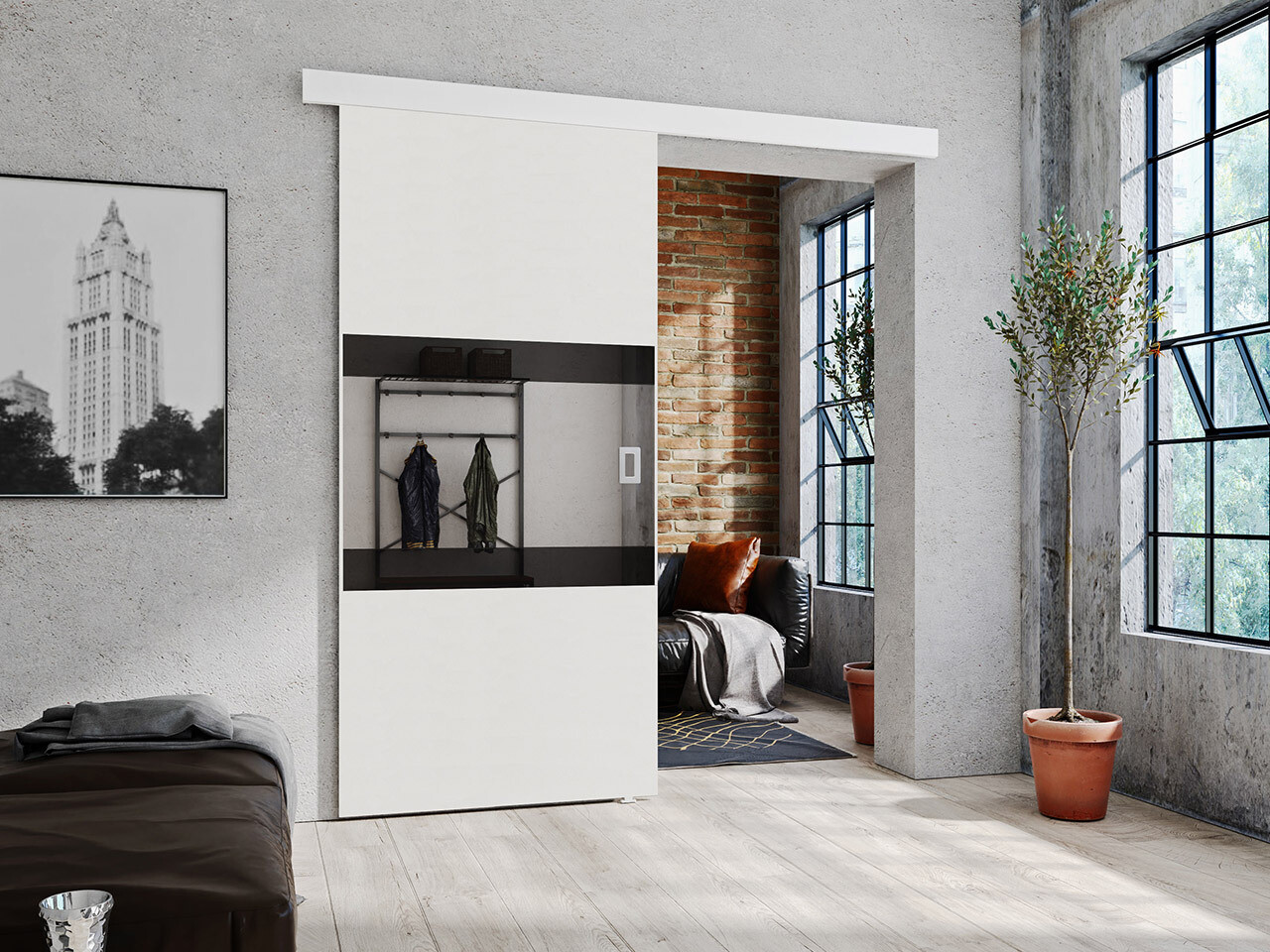 Schuifdeuren Dover 218 (Wit + Zwart)