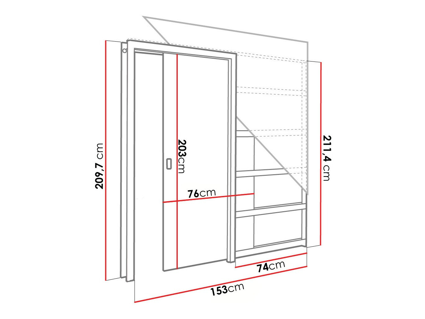 Schuifdeuren Dover 220 (Donker essen)