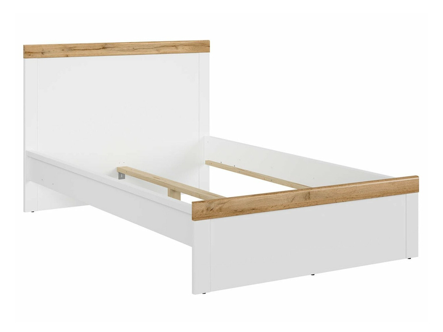 Bed Sonsoru 115 (Wit + Glanzend wit + Wotan eik)