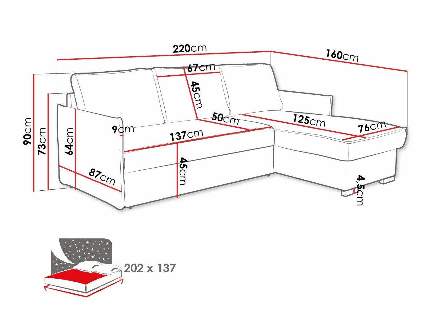 Hoekbank Columbus 208 (Neve 03)