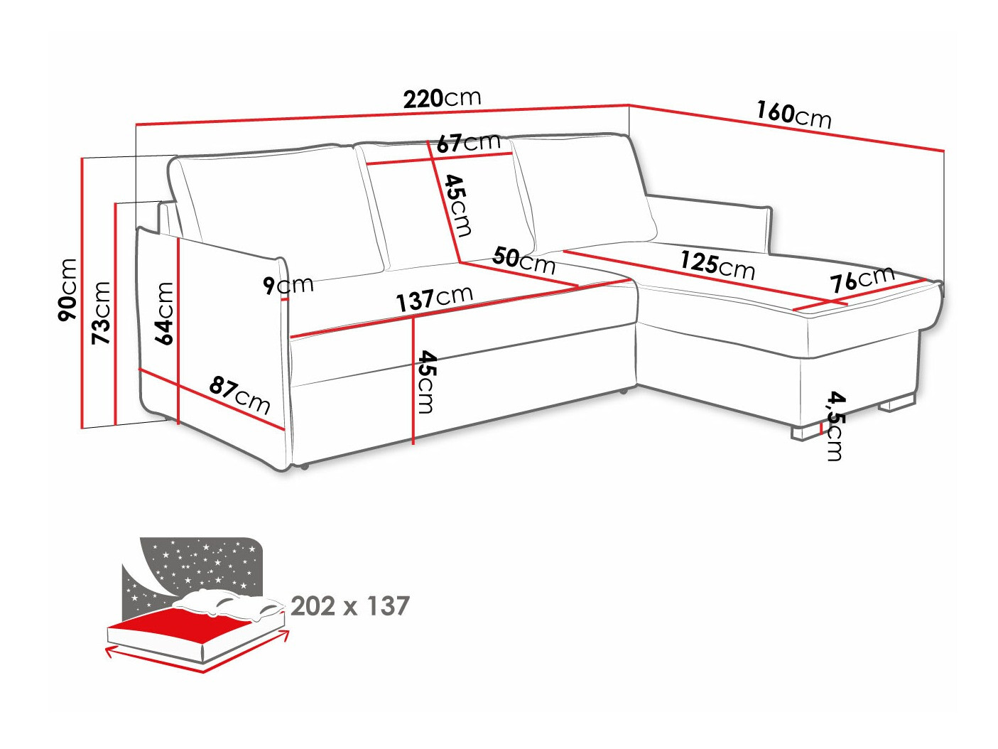 Hoekbank Columbus 208 (Poso 110)