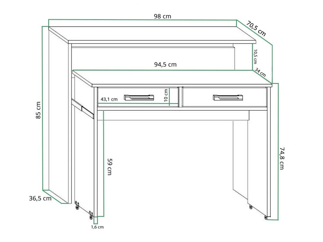 Bureau Gilroy 103 (Sonoma eik)