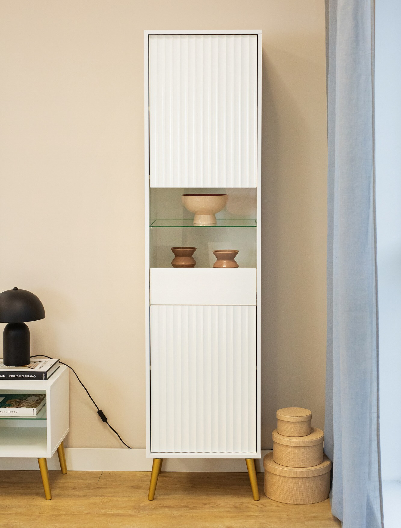 Boekenkast Cirferi 107 (Wit + Gouden)