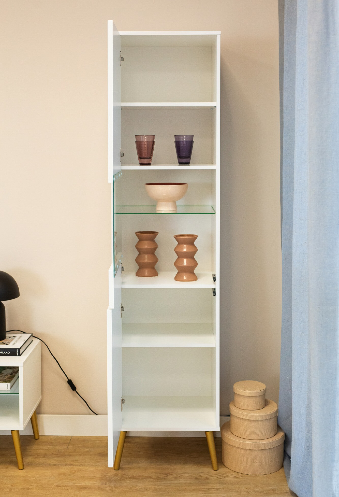 Boekenkast Cirferi 107 (Wit + Gouden)