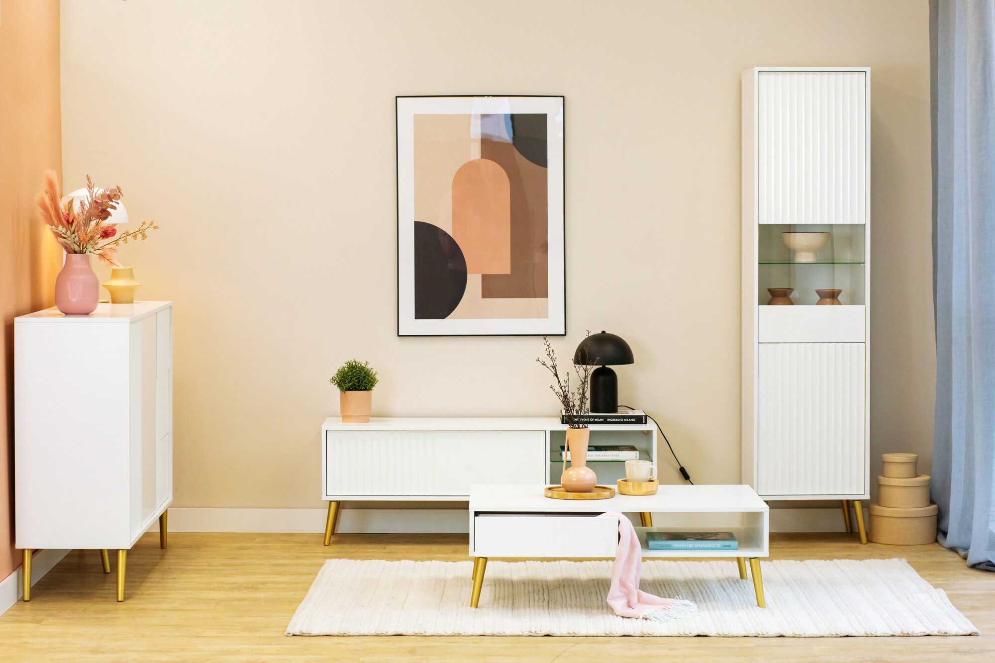 Boekenkast Cirferi 107 (Wit + Gouden)