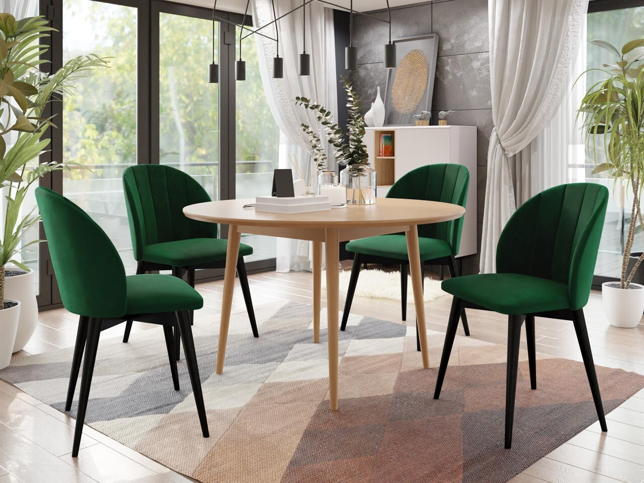 Eetkamerset Racine 127 (Zwart + Magic Velvet 2225)