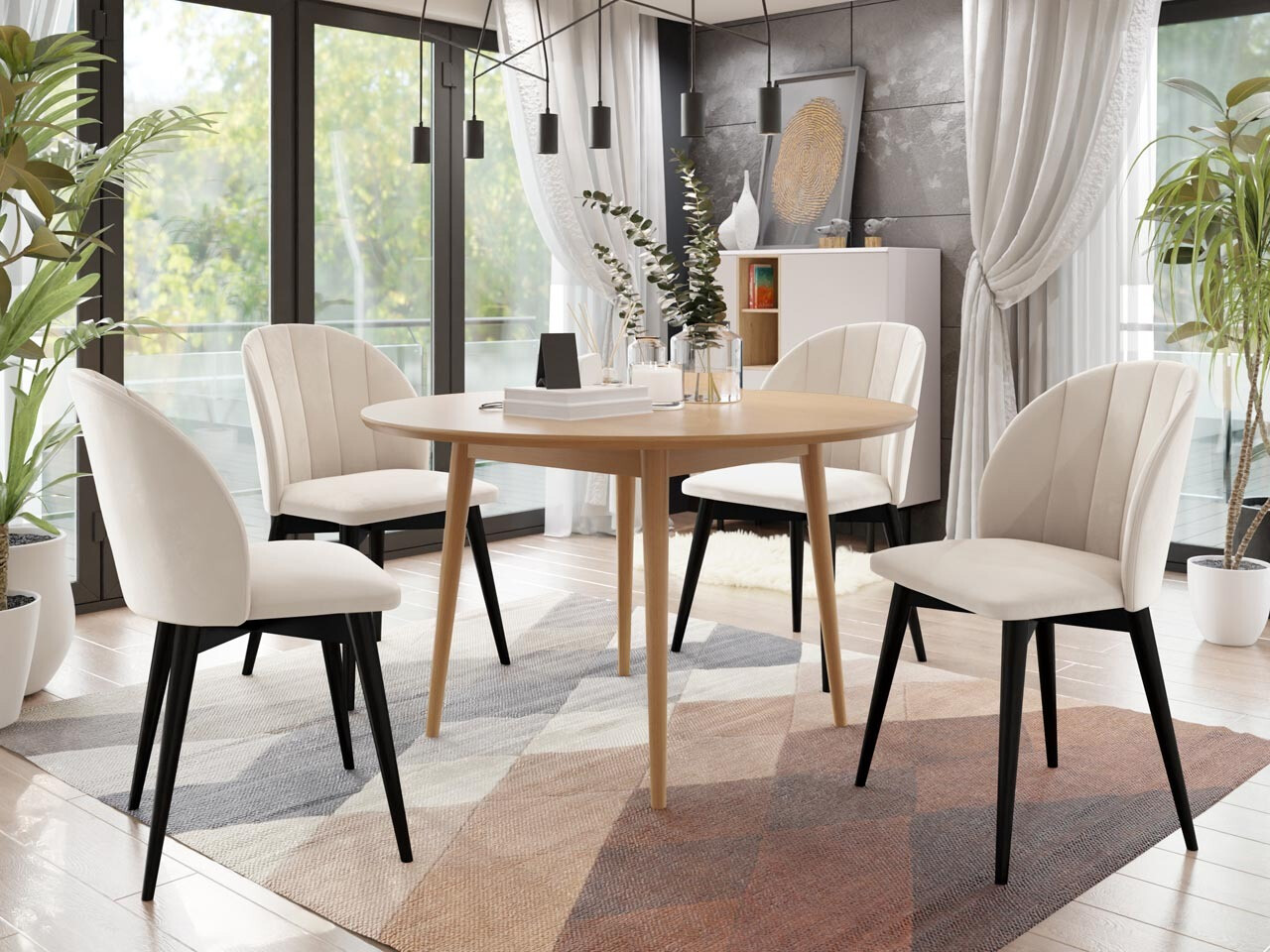 Eetkamerset Racine 127 (Zwart + Magic Velvet 2250)