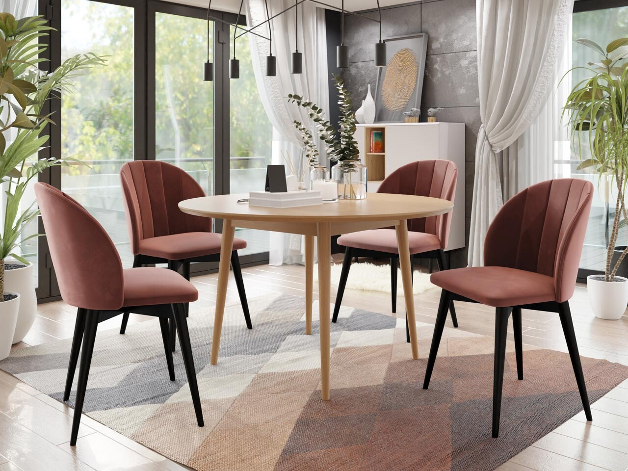 Eetkamerset Racine 127 (Zwart + Magic Velvet 2258)