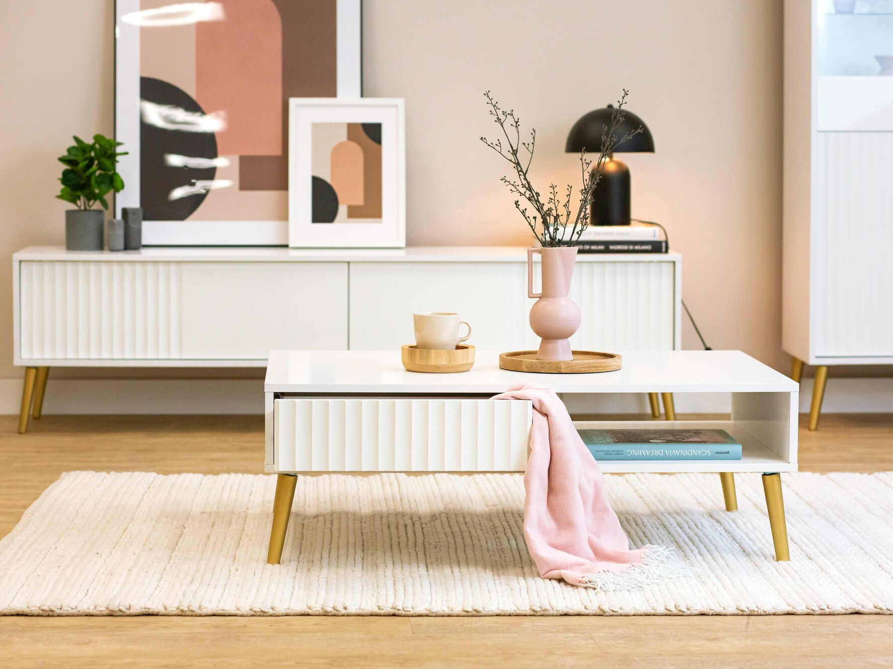 Salontafel Cirferi 103 (Wit + Gouden)