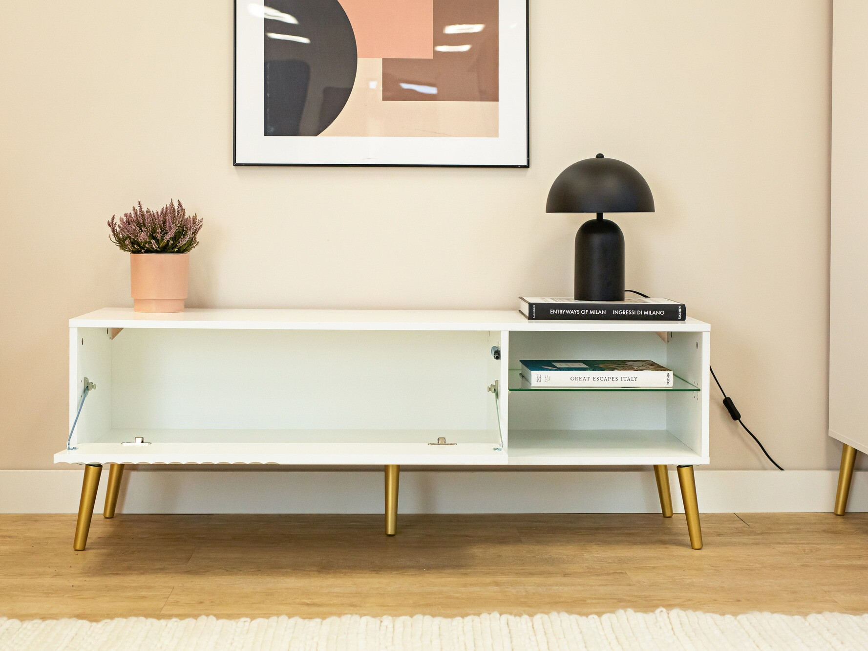 TV-meubel Cirferi 104 (Wit + Gouden)